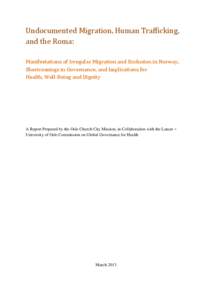 Undocumented Migration, Human Trafficking, and the Roma: Manifestations of Irregular Migration and Exclusion in Norway, Shortcomings in Governance, and Implications for Health, Well-Being and Dignity