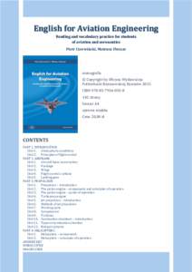English for Aviation Engineering Reading and vocabulary practice for students of aviation and aeronautics Piotr Czerwiński, Mateusz Fleszar  monografia