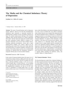 Soc DOIs12115FEATURE ARTICLE  The Media and the Chemical Imbalance Theory