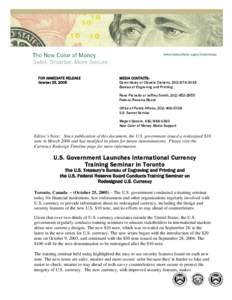 Bureau of Engraving and Printing / United States dollar / Currency / Economy of North America / Numismatics / United States / Banknotes / United States five-dollar bill / Counterfeit money / Alexander Hamilton / United States ten-dollar bill / Counterfeit