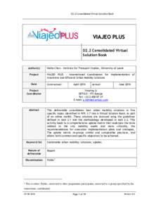 D2.2 Consolidated Virtual Solution Book  VIAJEO PLUS D2.2 Consolidated Virtual Solution Book