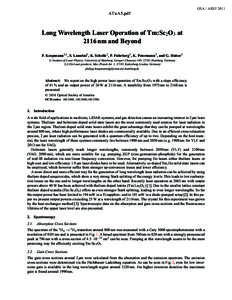 LongWavelength Laser Operation of Tm:Sc2O3 at 2116nm and Beyond