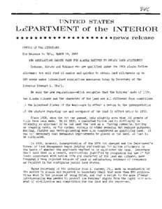 ,  UNITED STATES L~PARTMENT of the INTERIOR * * * * * * * * * * * * * * * * * * * * *news release