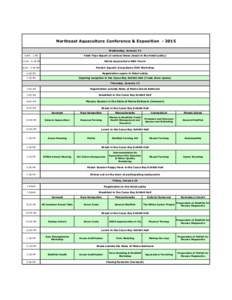 Northeast Aquaculture Conference & Exposition[removed]Wednesday, January 14 9 AM - 1 PM Field Trips depart at various times (meet in the Hotel Lobby)