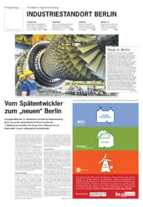 Verlagsbeilage  Frankfurter Allgemeine Zeitung INDUSTRIESTANDORT BERLIN 14. November 2012 | Nr. 266