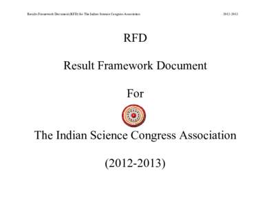 Results Framework Document (RFD) for The Indian Science Congress AssociationRFD Result Framework Document