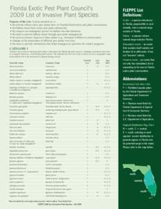 Florida Exotic Pest Plant Council’s 2009 List of Invasive Plant Species FLEPPC List Definitions: