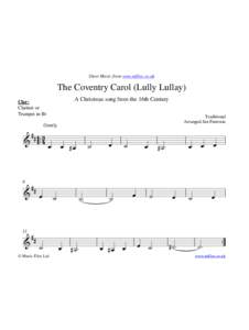 Sheet Music from www.mfiles.co.uk  The Coventry Carol (Lully Lullay) A Christmas song from the 16th Century  Clar: