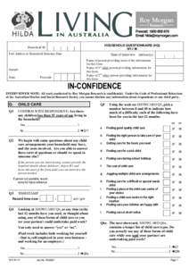 HOUSEHOLD QUESTIONNAIRE (HQ) W11 M Household ID Full Address at Household Structure Date
