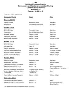 DAV 2015 Mid-Winter Conference Commanders and Adjutants Association Meeting Crystal Gateway Marriott Arlington, VA February 21-25, 2015