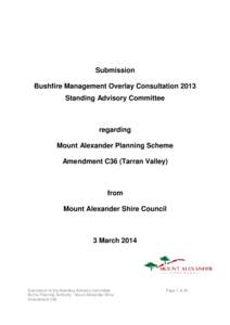 Submission Bushfire Management Overlay Consultation 2013 Standing Advisory Committee regarding Mount Alexander Planning Scheme