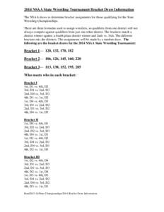 2014 NSAA State Wrestling Tournament Bracket Draw Information The NSAA draws to determine bracket assignments for those qualifying for the State Wrestling Championships. There are three formulas used to assign wrestlers,