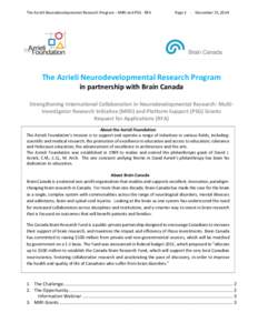The Azrieli Neurodevelopmental Research Program – MIRI and PSG - RFA  Page 1 - December 15, 2014 The Azrieli Neurodevelopmental Research Program in partnership with Brain Canada