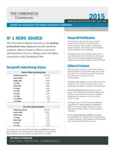 2015  NONPROFIT NOTIFICATION PRINT RATE CARD MARKETING SOLUTIONS FOR HIGHER EDUCATION: CORPORATE EFFECTIVE: January 1, 2015