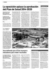 18 NAVARRA  Diario de Navarra Viernes, 20 de junio de 2014 La oposición aplaza la aprobación del Plan de Salud[removed]