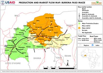 PRODUCTION AND MARKET FLOW MAP: BURKINA FASO MAIZE Key market centers ! ( 
