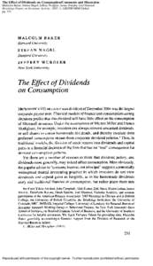 The Effect of Dividends on Consumption/Comments and Discussion Malcolm Baker; Stefan Nagel; Jeffrey Wurgler; James Poterba; Joel Slemrod Brookings Papers on Economic Activity; 2007; 1; ABI/INFORM Global pgReproduc