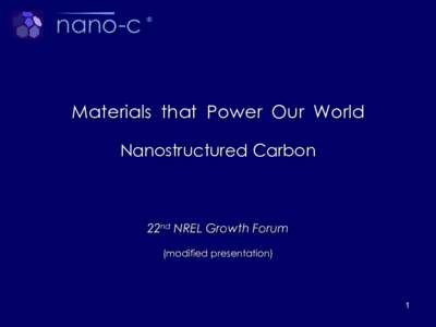 Materials That Power Our World – Nanostructured Carbon