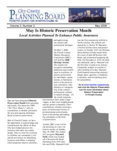 May[removed]Volume 3, Number 3 May Is Historic Preservation Month Local Activities Planned To Enhance Public Awareness