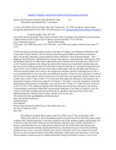 Southern Campaign American Revolution Pension Statements & Rosters Bounty Land Warrant of Horatio Gates BLWt863-1100 Transcribed and annotated by C. Leon Harris VA