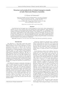 Journal of the Royal Society of Western Australia, 86:25–30, 2003  Structure and productivity of inland mangrove stands