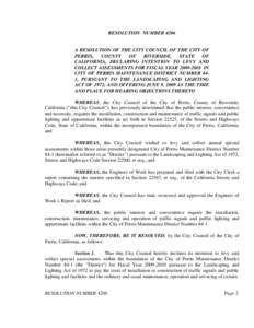 RESOLUTION NUMBER[removed]A RESOLUTION OF THE CITY COUNCIL OF THE CITY OF PERRIS, COUNTY OF