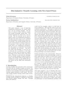 Discriminative Transfer Learning with Tree-based Priors  Nitish Srivastava Department of Computer Science, University of Toronto.  