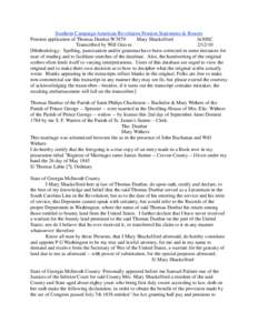 Southern Campaign American Revolution Pension Statements & Rosters Pension application of Thomas Dunbar W3879 Mary Shackelford fn30SC Transcribed by Will Graves[removed]