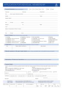 APPLICATION FOR INDIVIDUAL MEMBERSHIP Personal Information (Please complete section ) Family name: Title:  Mr.