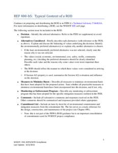 REF 400-b5 Typical Content of a ROD