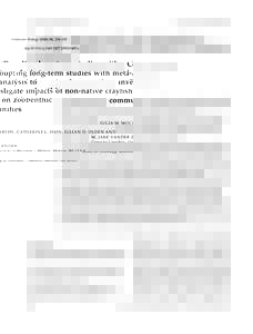 Freshwater Biology, 224–235  doi:j01485.x Coupling long-term studies with meta-analysis to investigate impacts of non-native crayfish on zoobenthic
