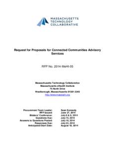 Request for Proposals for Connected Communities Advisory Services RFP No[removed]MeHI-05  Massachusetts Technology Collaborative