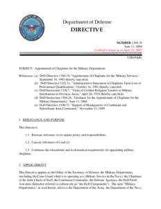 DoD Directive[removed], June 11, 2004; Certified Current as of April 23, 2007