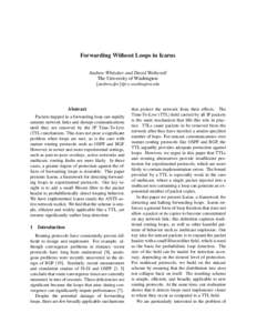Forwarding Without Loops in Icarus Andrew Whitaker and David Wetherall The University of Washington fandrew,