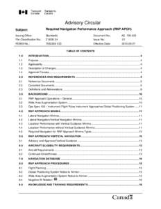 Advisory Circular Subject: Required Navigation Performance Approach (RNP APCH)  Issuing Office: