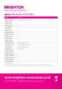 2015 RACEDAY FIXTURES DATE RACEDAY  Tuesday 21 April (E)