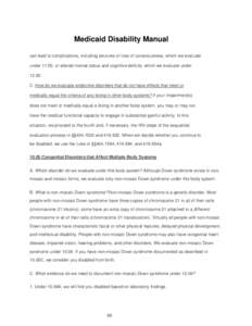 Listing of Impairments - Medicaid Disability Manual