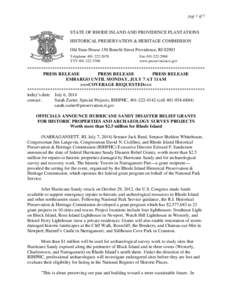 page 1 of 7  STATE OF RHODE ISLAND AND PROVIDENCE PLANTATIONS HISTORICAL PRESERVATION & HERITAGE COMMISSION Old State House 150 Benefit Street Providence, RI[removed]Telephone[removed]