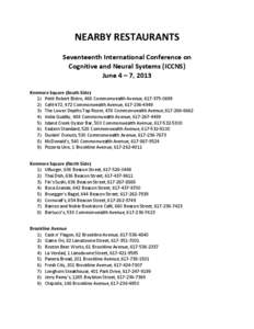 NEARBY	
  RESTAURANTS	
  	
    	
     Seventeenth	
  International	
  Conference	
  on	
  	
  