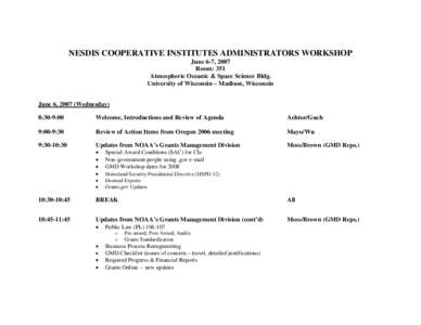 NESDIS  COOPERATIVE  INSTITUTES  ADMINISTRATORS WORKSHOP