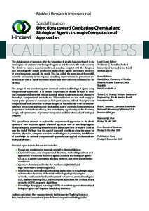 BioMed Research International Special Issue on Directions toward Combating Chemical and Biological Agents through Computational Approaches