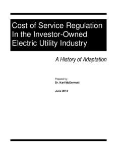 Cost of Service Regulation in the Investor-Owned Electric Utility Industry: A History of Adaptation
