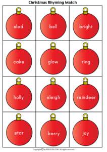 Christmas Rhyming Match  sled bell