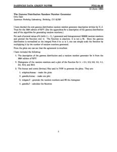 PARTICLE DATA GROUP NOTES  PDG[removed]June 1994 The Gamma Distribution Random Number Generator