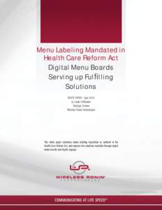 HealthCare Reform and Nutritional Labeling White Paper(2).indd