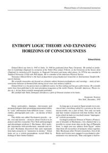 Physical basics of informational interaction  Entropy logic theory and expanding horizons of consciousness Edward Kriсk