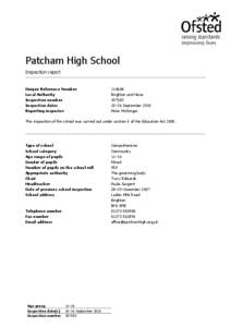 Patcham High School Inspection report