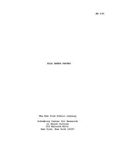 MG 630  ELLA BAKER PAPERS