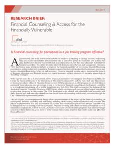 April[removed]RESEARCH BRIEF: Financial Counseling & Access for the Financially Vulnerable