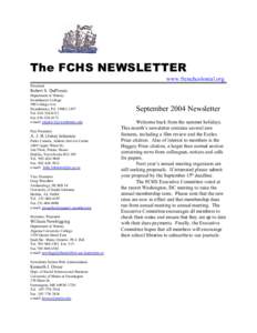 The FCHS NEWSLETTER www.frenchcolonial.org President Robert S. DuPlessis Department of History